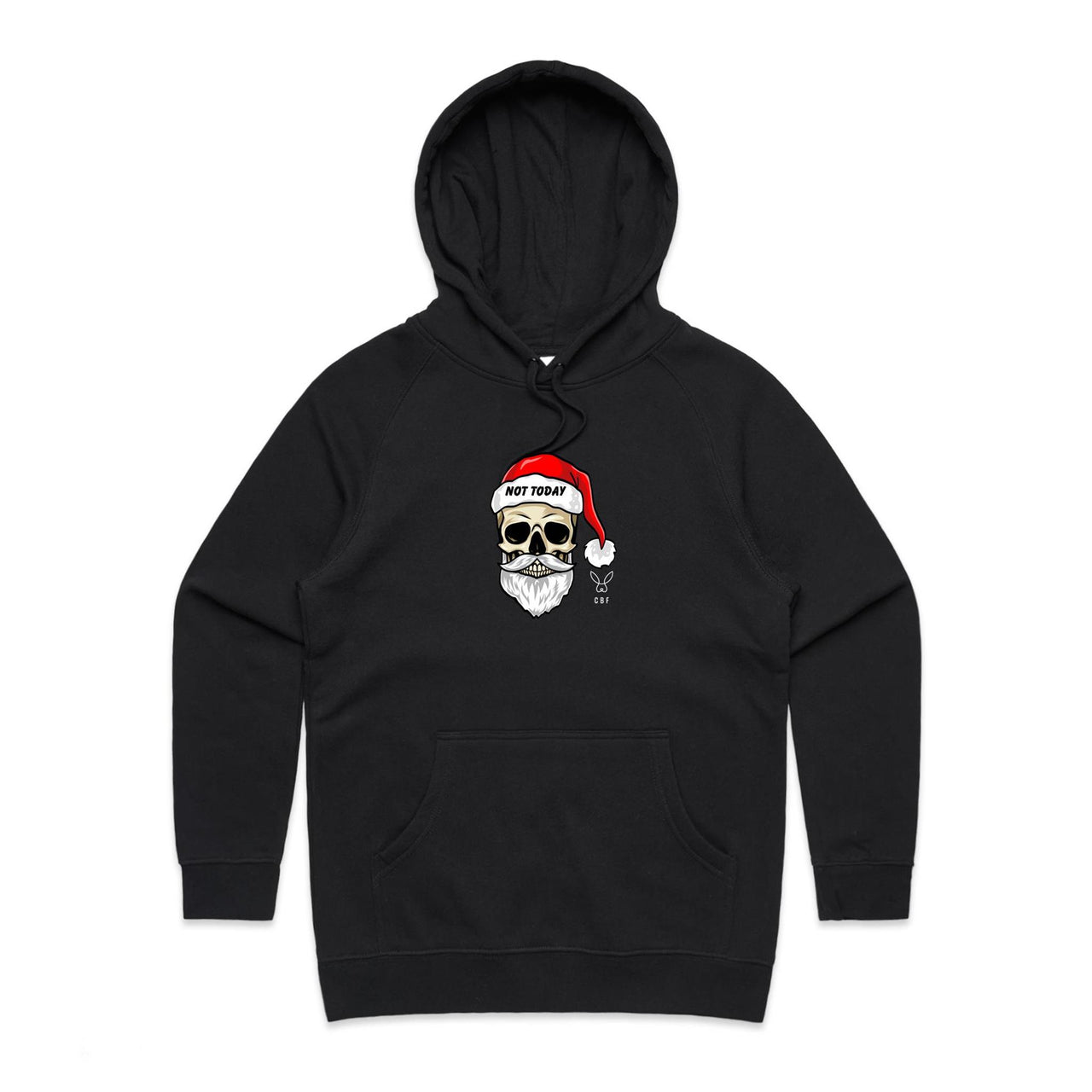 CBF Skull Santa: Not Today Christmas Women's Pocket Hooded Sweatshirt black