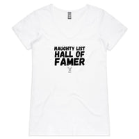 Thumbnail for CBF Naughty List Hall of Famer Christmas Womens V-Neck T-Shirt white