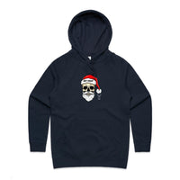 Thumbnail for CBF Skull Santa: Not Today Christmas Women's Pocket Hooded Sweatshirt navy