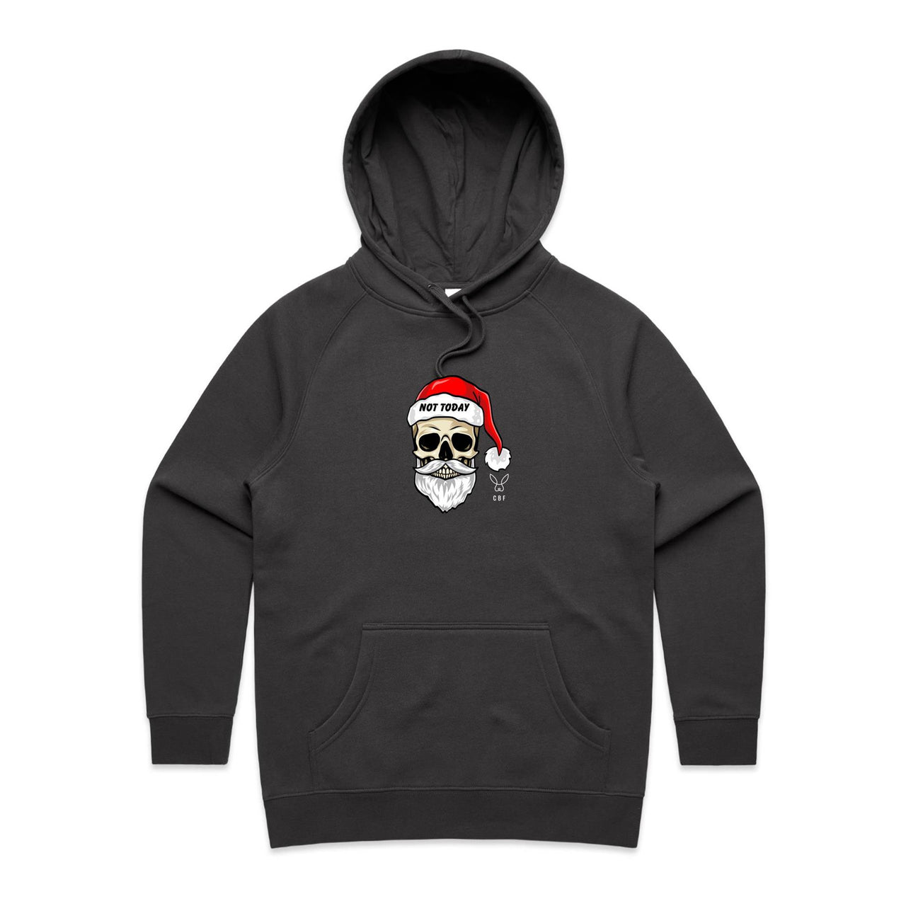 CBF Skull Santa: Not Today Christmas Women's Pocket Hooded Sweatshirt charcoal