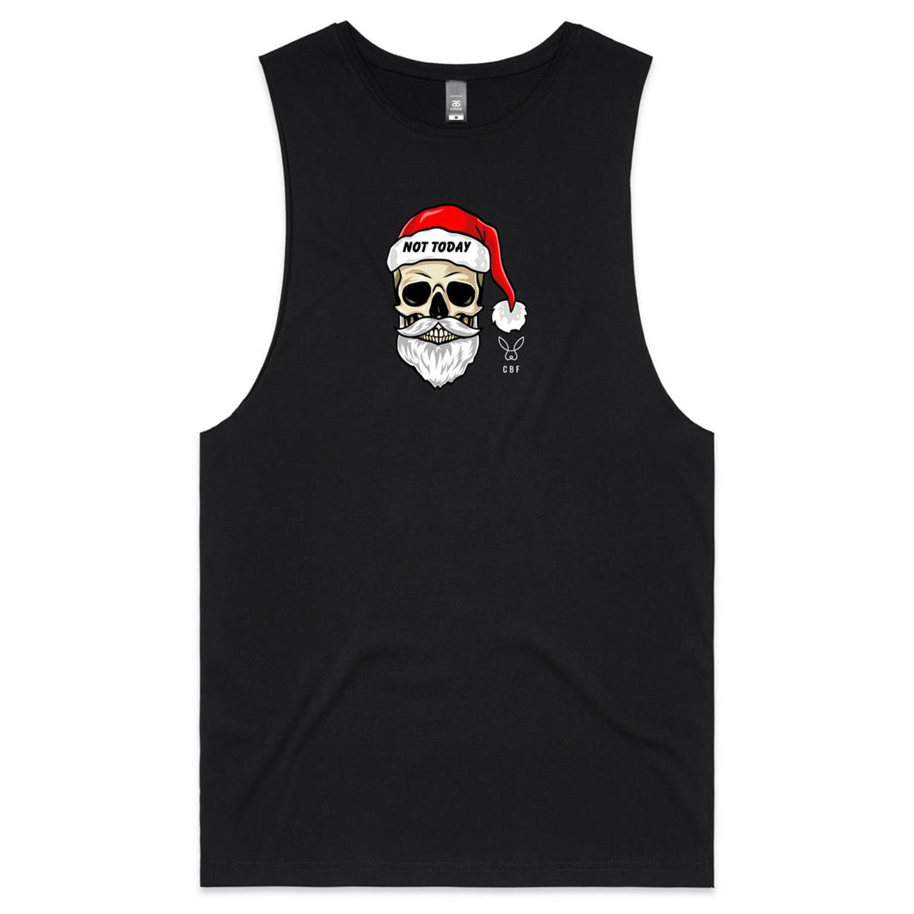 CBF Skull Santa: Not Today Christmas Tank Top Tee black