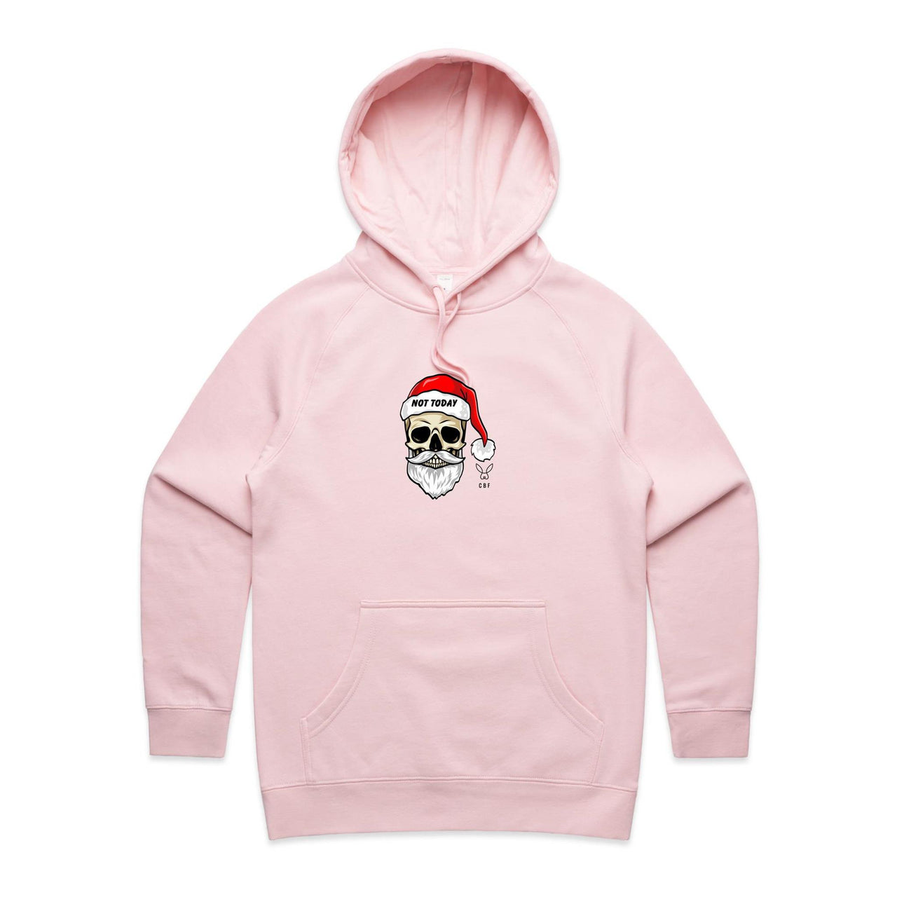 CBF Skull Santa: Not Today Christmas Women's Pocket Hooded Sweatshirt pink