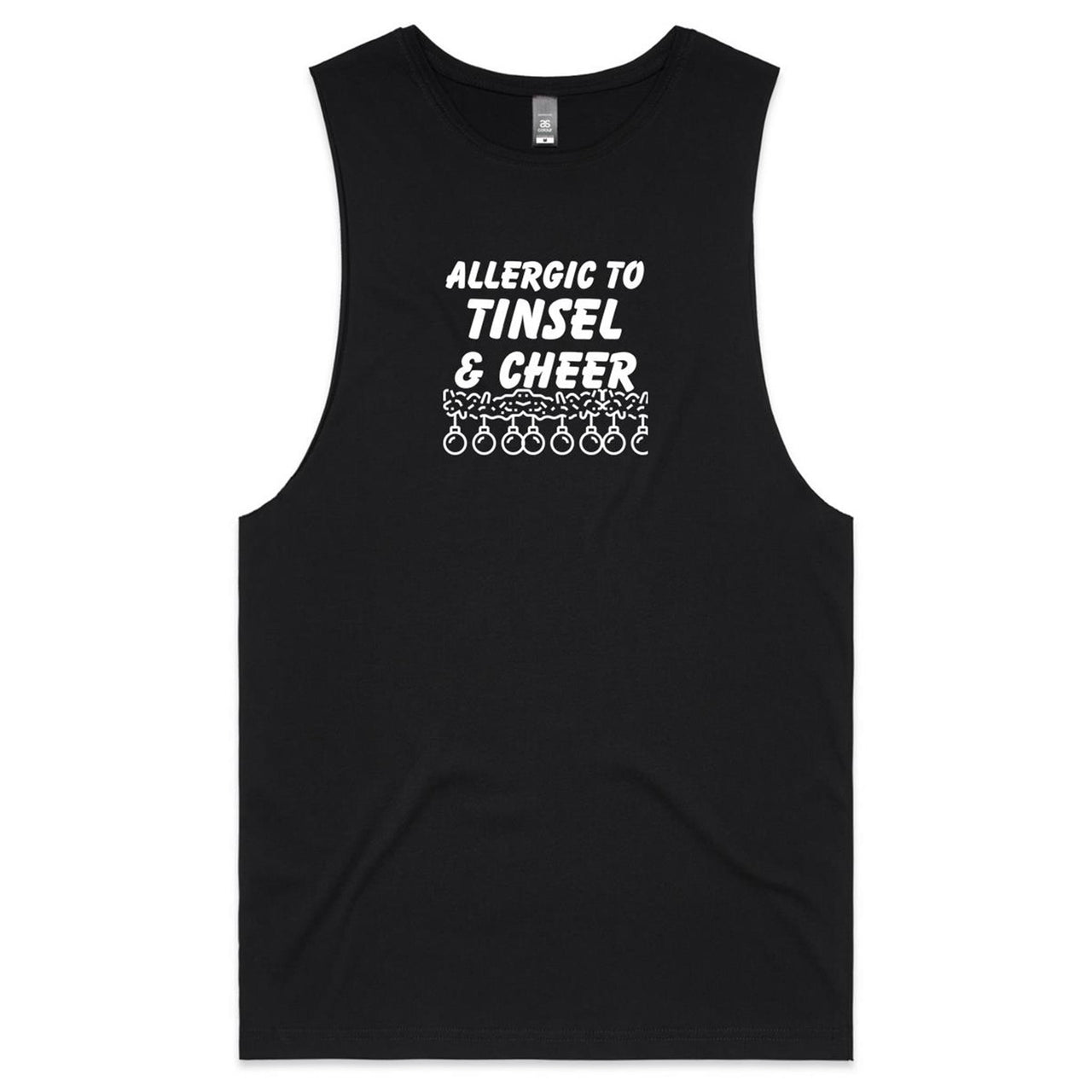 CBF Allergic to Tinsel and Cheer Christmas Tank Top Tee Black