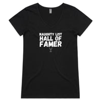 Thumbnail for CBF Naughty List Hall of Famer Christmas Womens V-Neck T-Shirt black