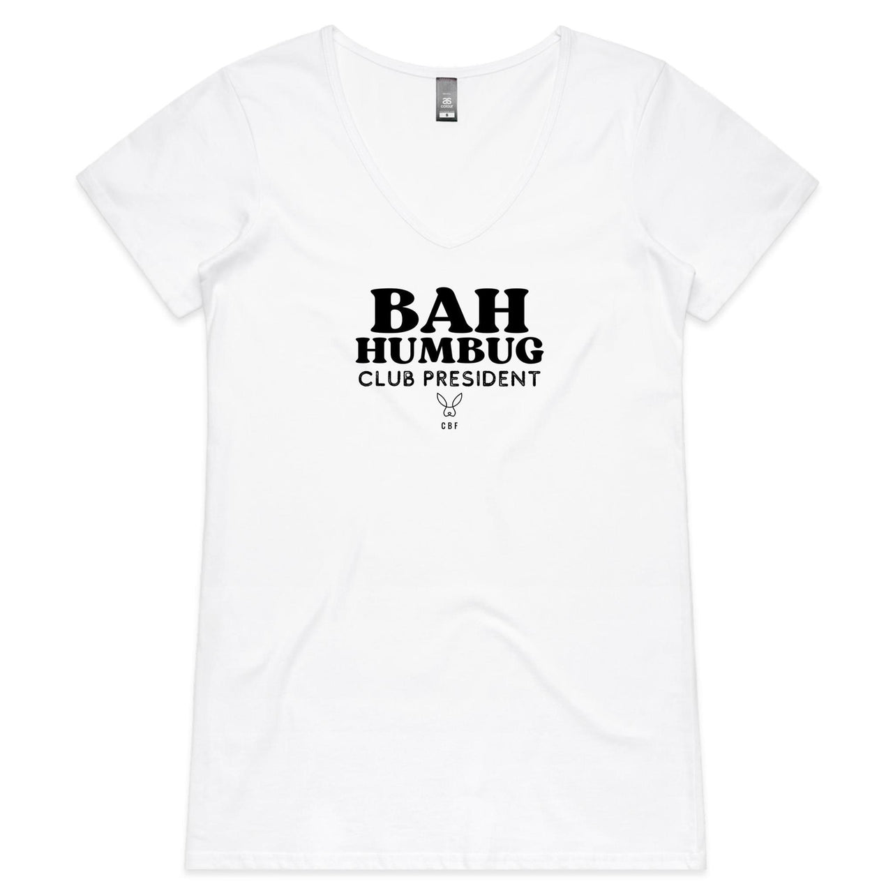 CBF Bah Humbug Christmas Womens V-Neck T-Shirt white