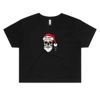 Thumbnail for CBF Skull Santa: Not Today Christmas Crop Tee Black