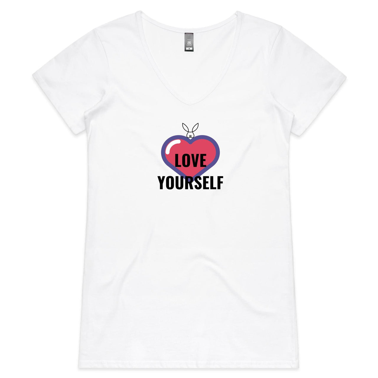 Love Yourself V Neck Tee by CBF Clothing. Mens womens unisex White