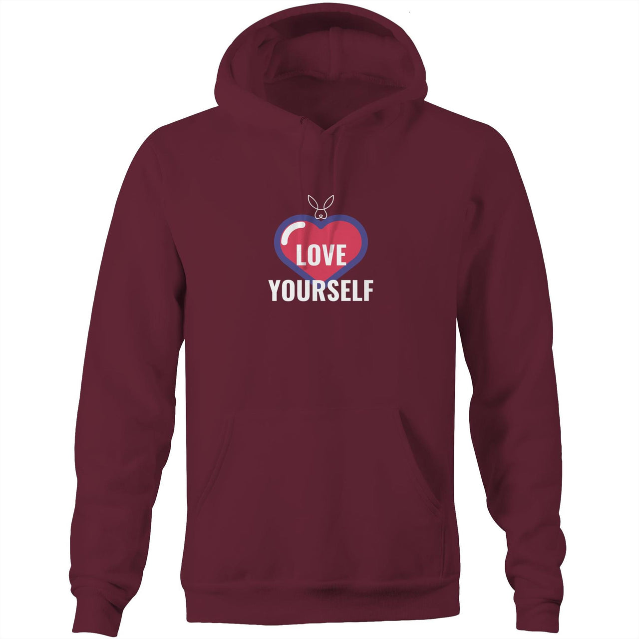 Love Yourself Pocket Hoodie Sweatshirt. unisex mens womens berry