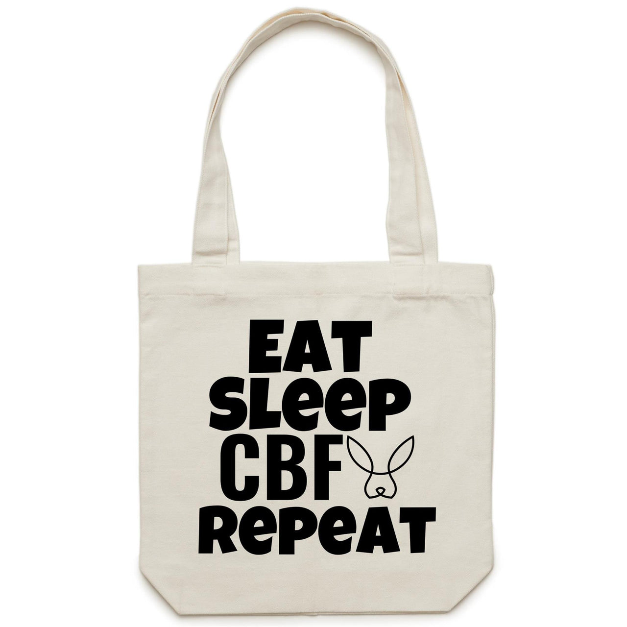 Eat Sleep CBF Repeat Canvas Tote Bag Natural by CBF Clothing