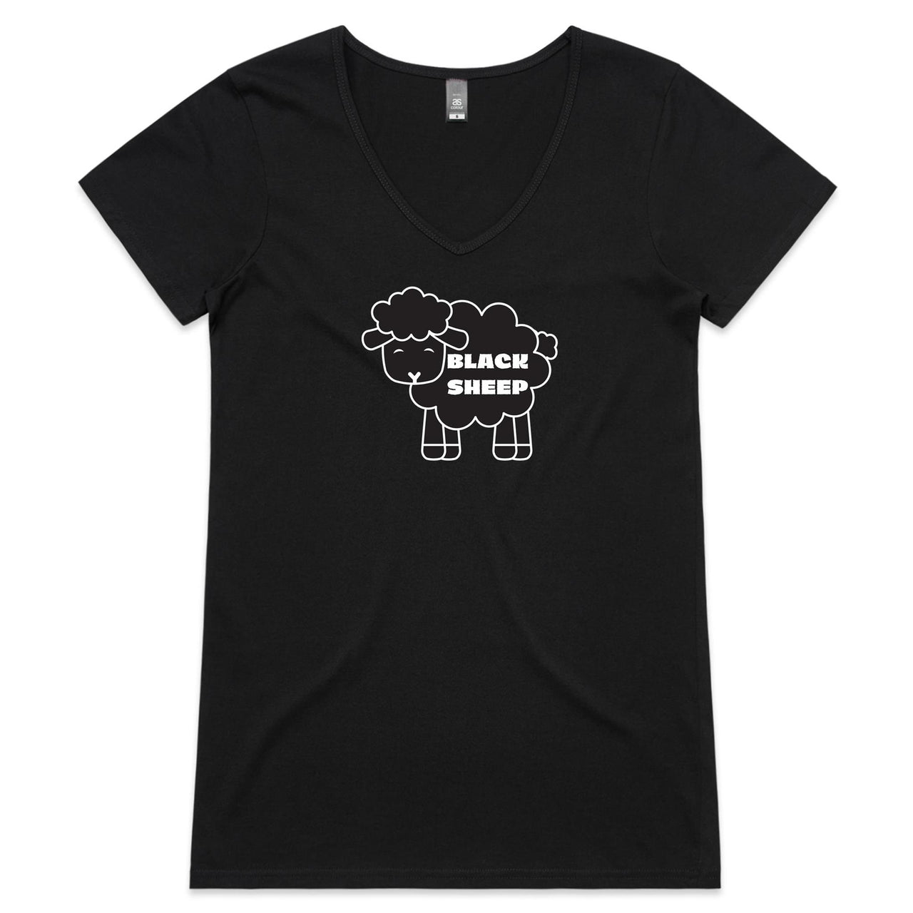 CBF Black Sheep Womens Fitted V-Neck T-Shirt black by CBF Clothing