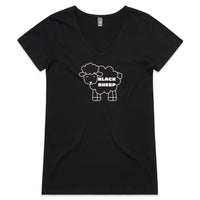 Thumbnail for CBF Black Sheep Womens Fitted V-Neck T-Shirt black by CBF Clothing