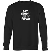 Thumbnail for Eat Sleep CBF Repeat Crew Sweatshirt Black by CBF Clothing