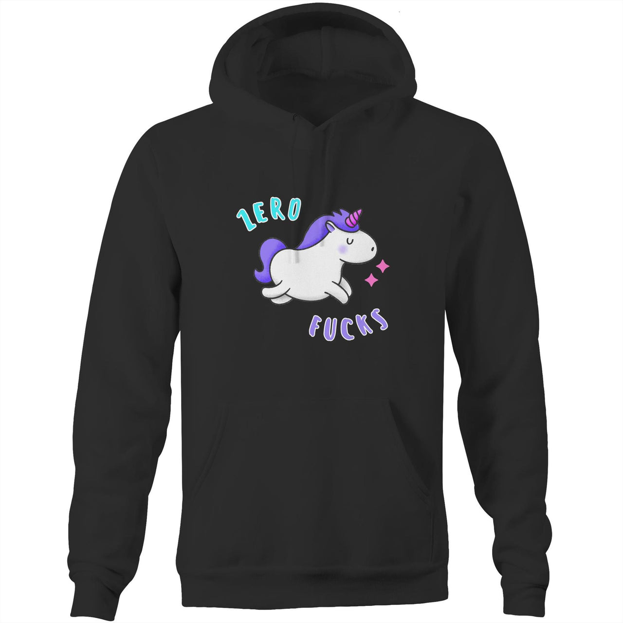 Zero F#cks Unicorn Pocket Hoodie Sweatshirt | Misfit Hub Black