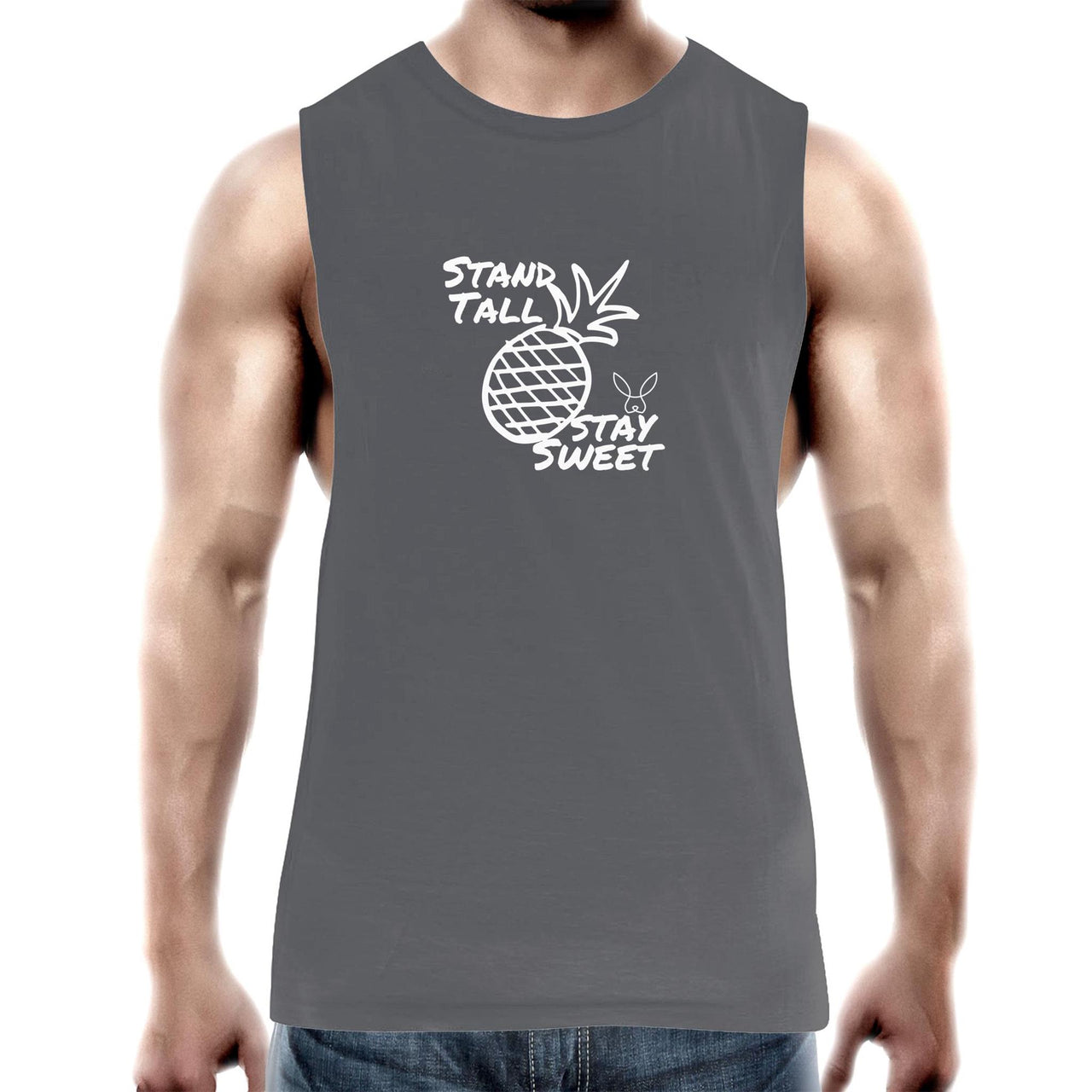 Stand Tall Tank Top Tee by CBF Clothing in Charcoal