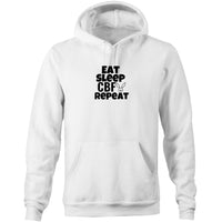 Thumbnail for Eat Sleep CBF Repeat Pocket Hoodie Sweatshirt White by CBF Clothing