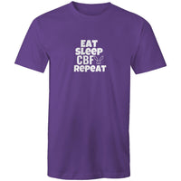 Thumbnail for Eat Sleep CBF Repeat Crew Purple T-Shirt by CBF Clothing