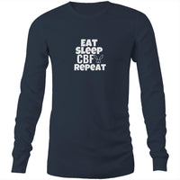 Thumbnail for Eat Sleep CBF Repeat Long Sleeve T-Shirt Navy by CBF Clothing