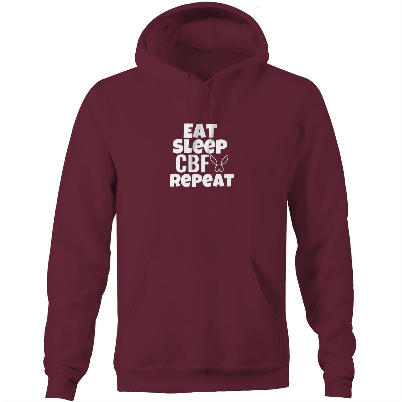 Eat Sleep CBF Repeat Pocket Hoodie Sweatshirt Burgundy by CBF Clothing