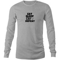 Thumbnail for Eat Sleep CBF Repeat Long Sleeve T-Shirt grey marle by CBF Clothing