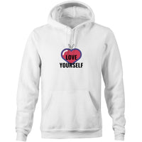 Thumbnail for Love Yourself Pocket Hoodie Sweatshirt. unisex mens womens white