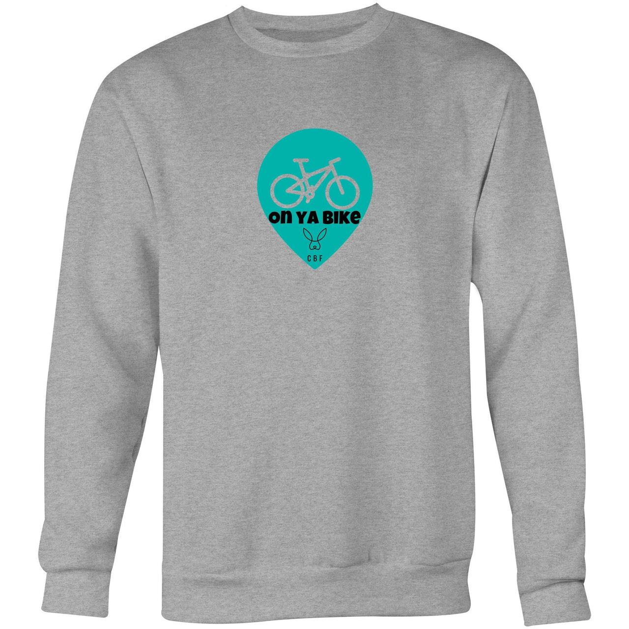 On Ya Bike Crew Sweatshirt grey marle by CBF Clothing
