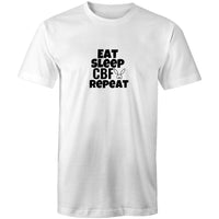 Thumbnail for Eat Sleep CBF Repeat Crew White T-Shirt by CBF Clothing