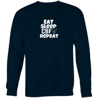Thumbnail for Eat Sleep CBF Repeat Crew Sweatshirt Navy by CBF Clothing