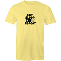 Thumbnail for Eat Sleep CBF Repeat Crew Yellow T-Shirt by CBF Clothing