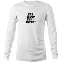 Thumbnail for Eat Sleep CBF Repeat Long Sleeve T-Shirt White by CBF Clothing