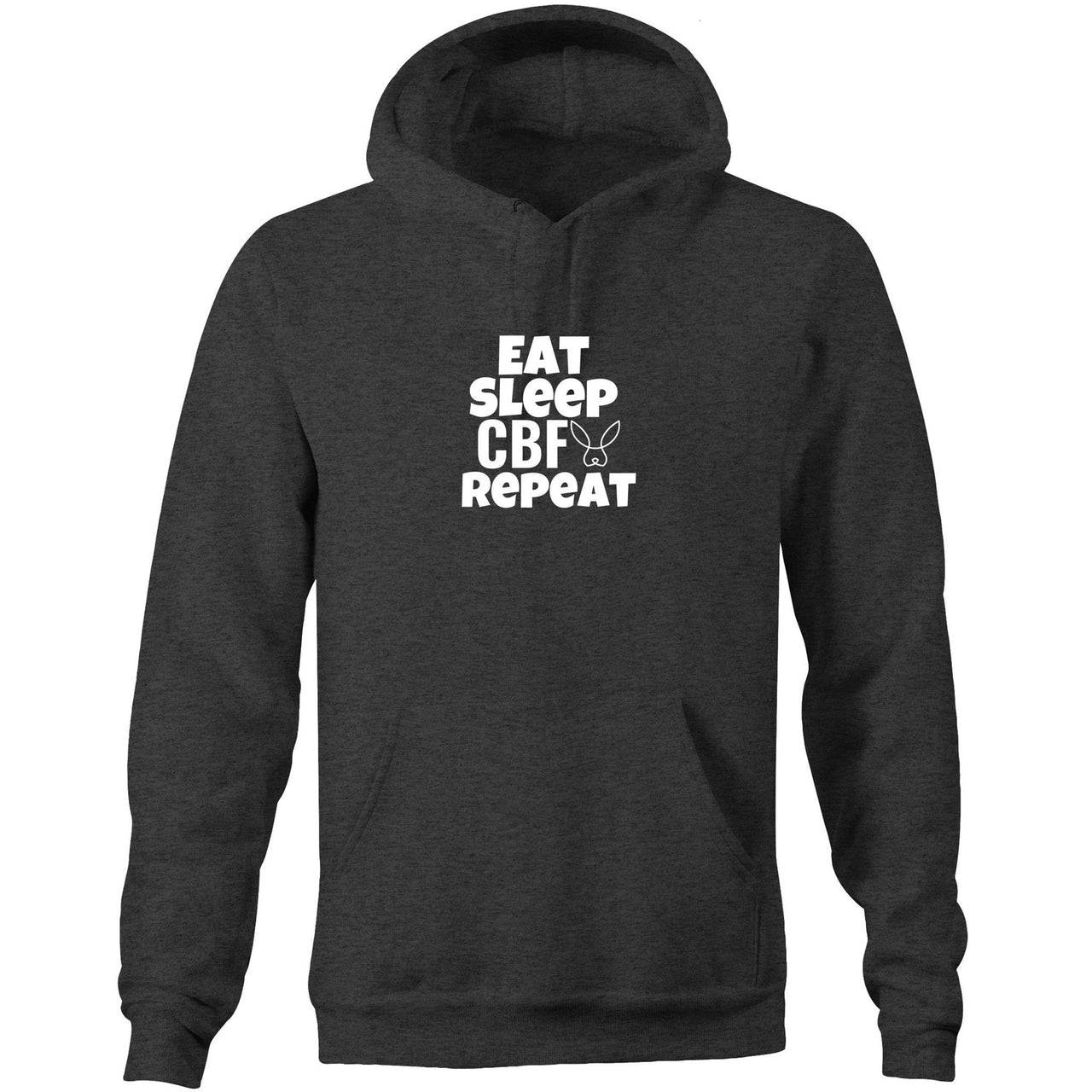 Eat Sleep CBF Repeat Pocket Hoodie Sweatshirt Charcoal by CBF Clothing