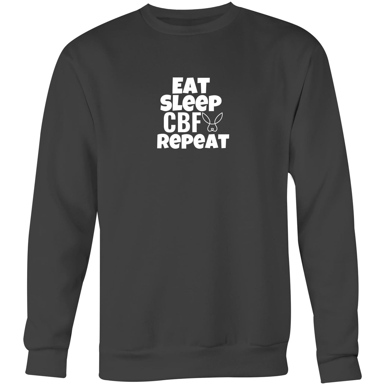 Eat Sleep CBF Repeat Crew Sweatshirt charcoal by CBF Clothing