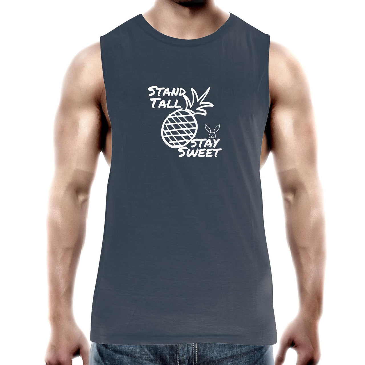 Stand Tall Tank Top Tee by CBF Clothing in Navy