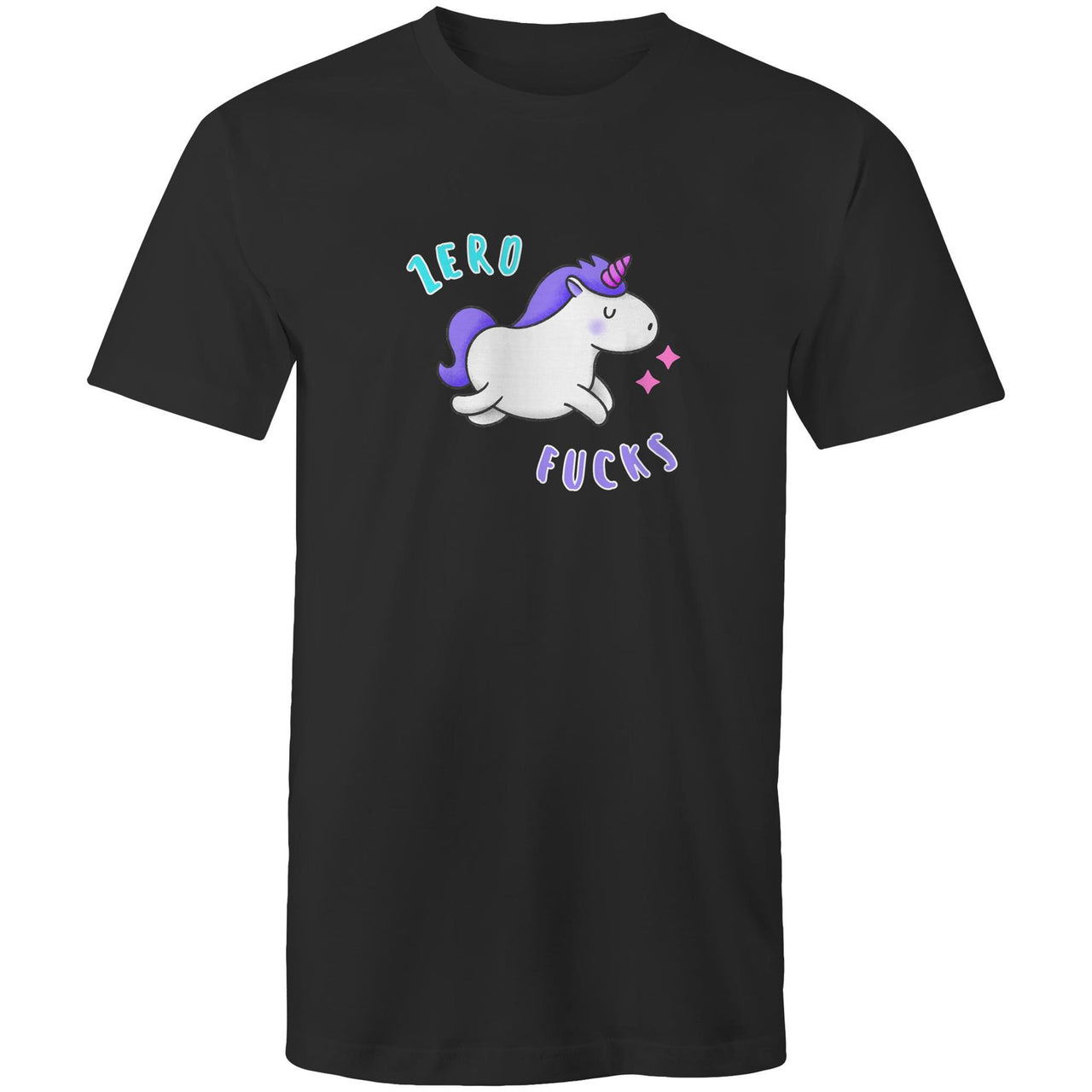 Zero F#cks Unicorn Crew T-Shirt | Misfit Hub Black