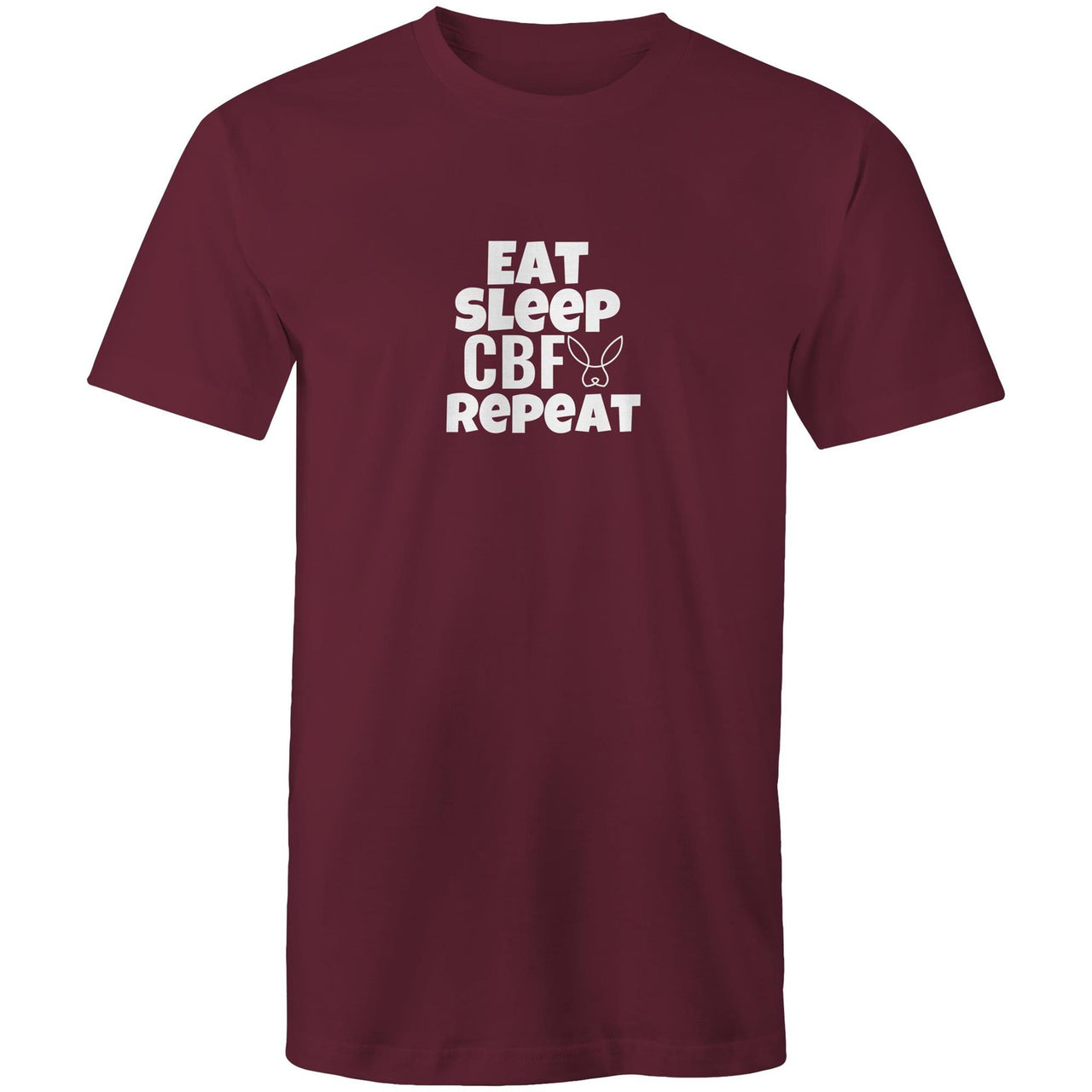 Eat Sleep CBF Repeat Crew Burgundy T-Shirt by CBF Clothing