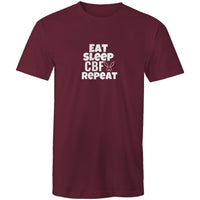 Thumbnail for Eat Sleep CBF Repeat Crew Burgundy T-Shirt by CBF Clothing