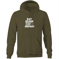 Thumbnail for Eat Sleep CBF Repeat Pocket Hoodie Sweatshirt Army by CBF Clothing