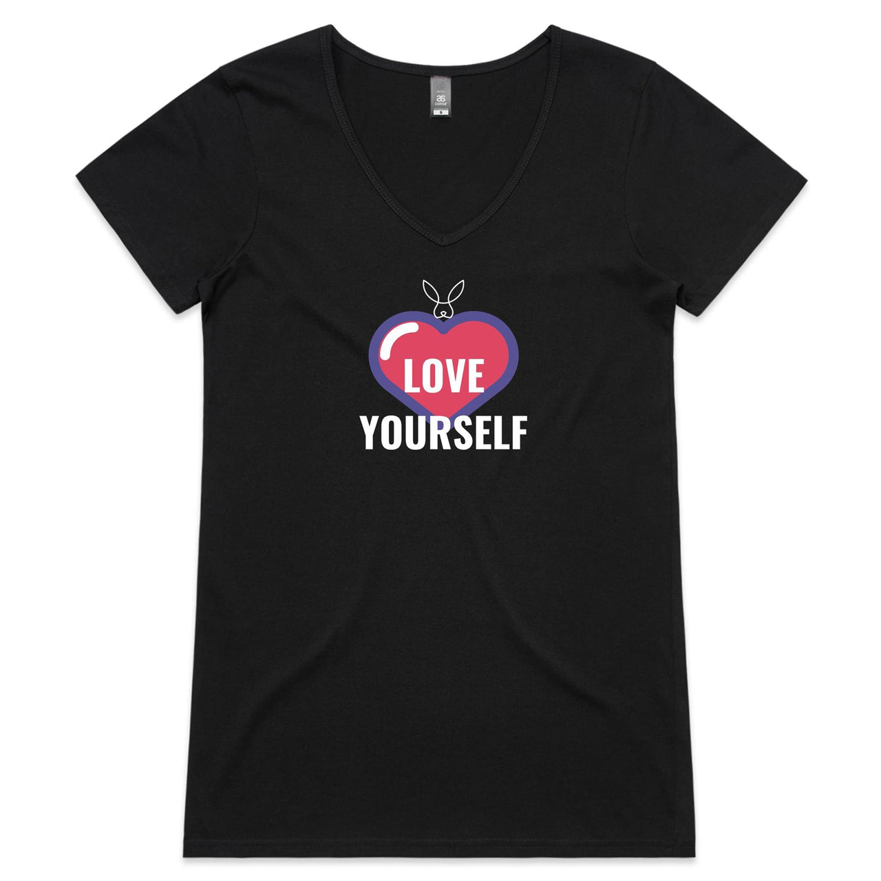 Love Yourself V Neck Tee by CBF Clothing. Mens womens unisex Black