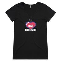 Thumbnail for Love Yourself V Neck Tee by CBF Clothing. Mens womens unisex Black
