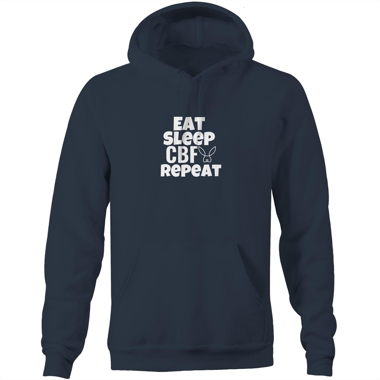 Eat Sleep CBF Repeat Pocket Hoodie Sweatshirt Navy by CBF Clothing