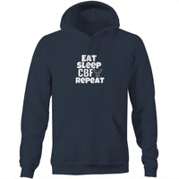 Thumbnail for Eat Sleep CBF Repeat Pocket Hoodie Sweatshirt Navy by CBF Clothing