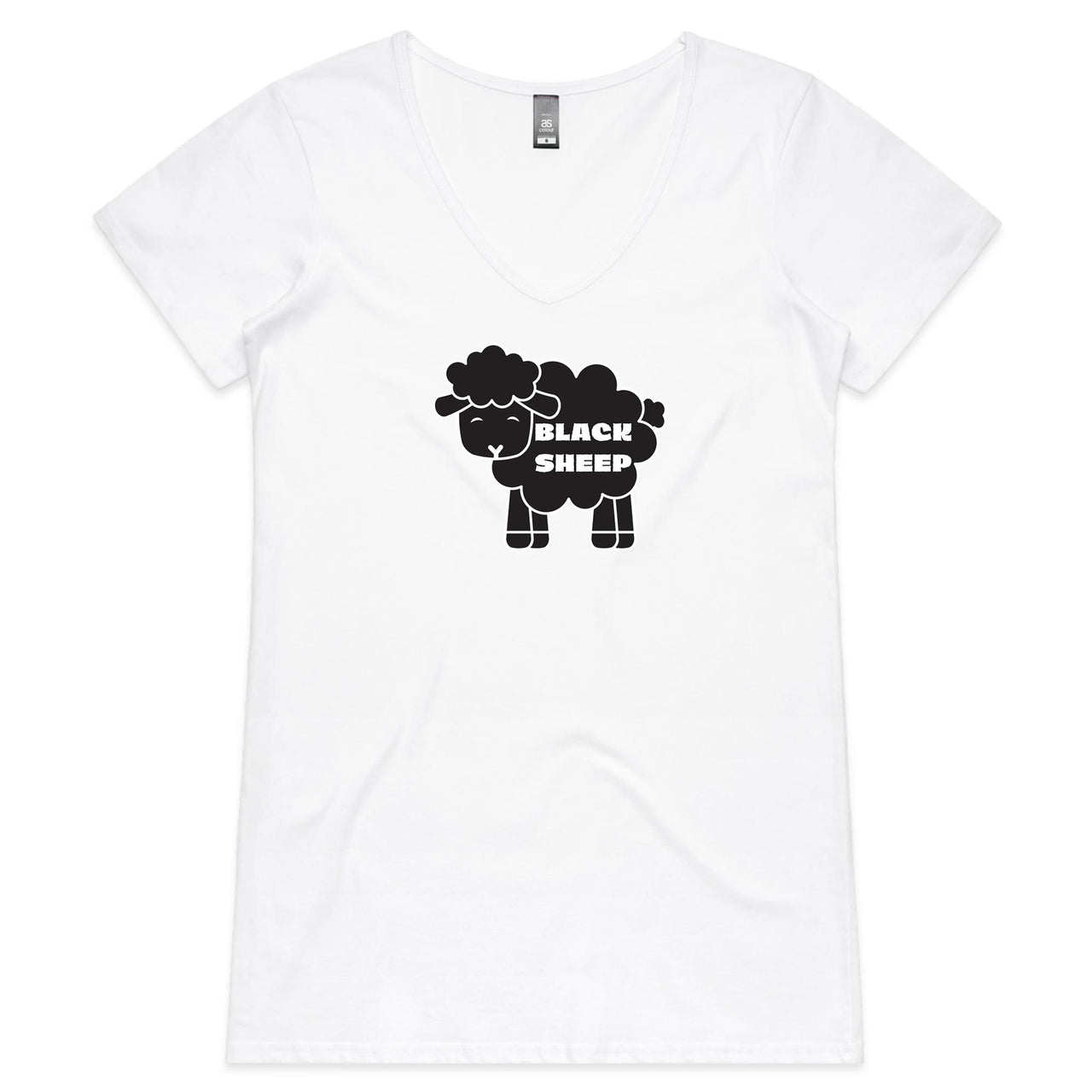 CBF Black Sheep Womens Fitted V-Neck T-Shirt white by CBF Clothing