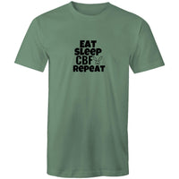Thumbnail for Eat Sleep CBF Repeat Crew green T-Shirt by CBF Clothing