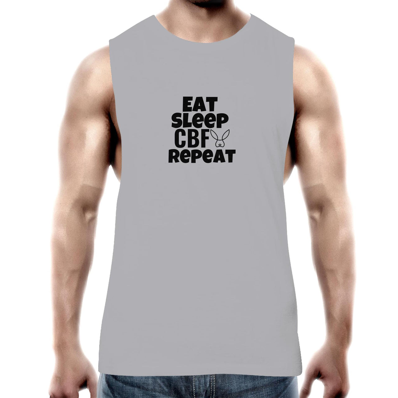 Eat Sleep CBF Repeat Tank Top Tee grey by CBF Clothing