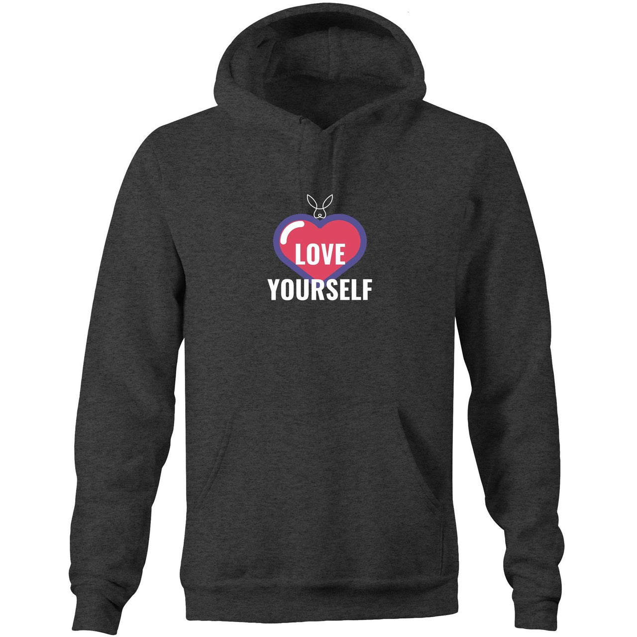 Love Yourself Pocket Hoodie Sweatshirt. unisex mens womens marle grey