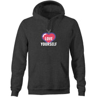 Thumbnail for Love Yourself Pocket Hoodie Sweatshirt. unisex mens womens marle grey