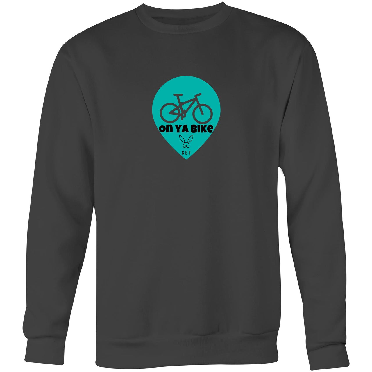 On Ya Bike Crew Sweatshirt Charcoal by CBF Clothing