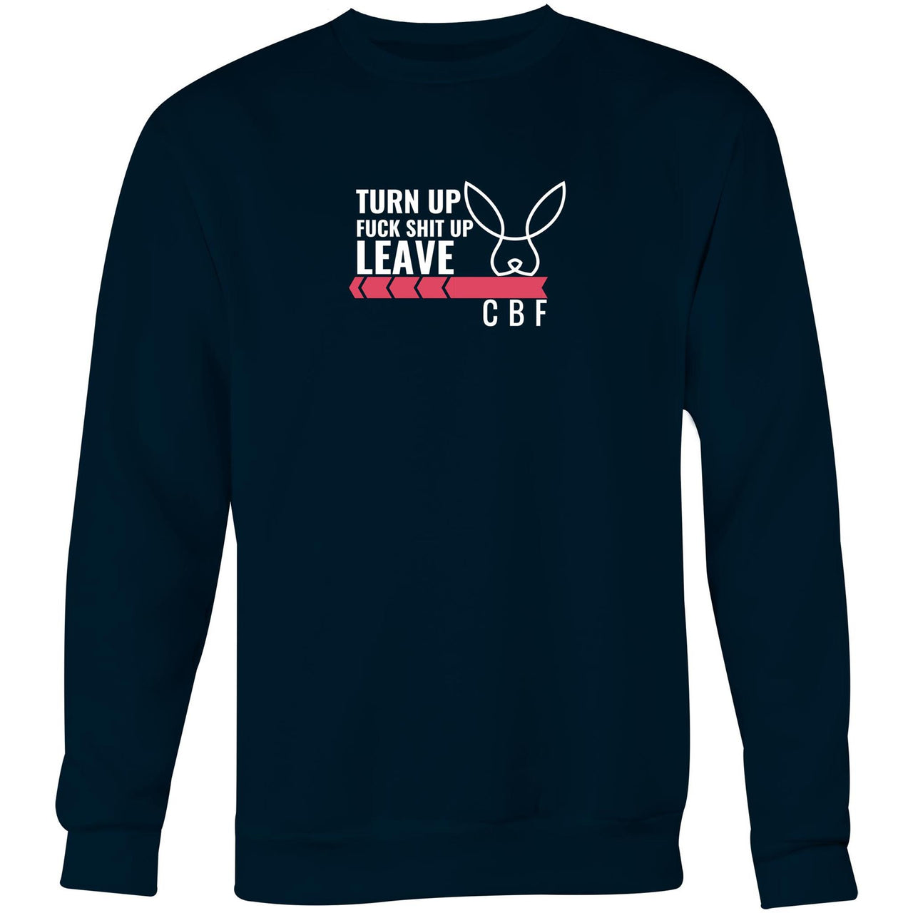 Turn Up Crew Sweatshirt Navy by CBF Clothing
