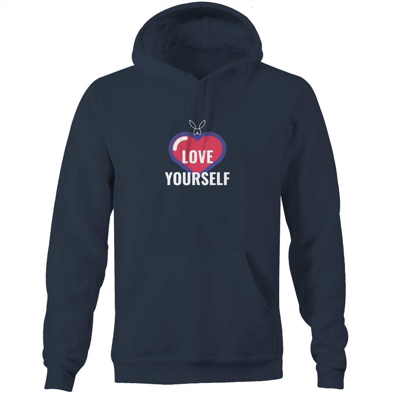 Love Yourself Pocket Hoodie Sweatshirt. unisex mens womens navy