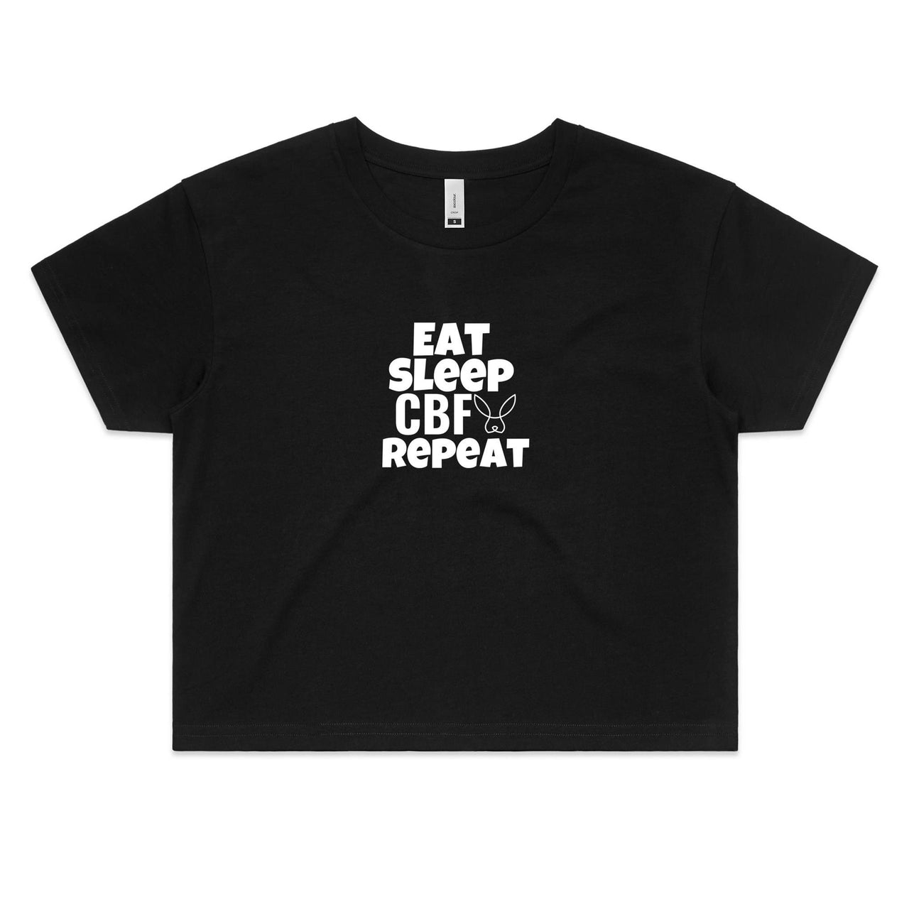 Eat Sleep CBF Repeat Crop Tee Black by CBF Clothing