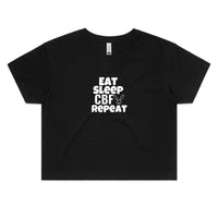 Thumbnail for Eat Sleep CBF Repeat Crop Tee Black by CBF Clothing